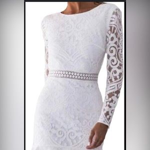 Backless, Long Sleeve, White Lace Dress by Two Sisters